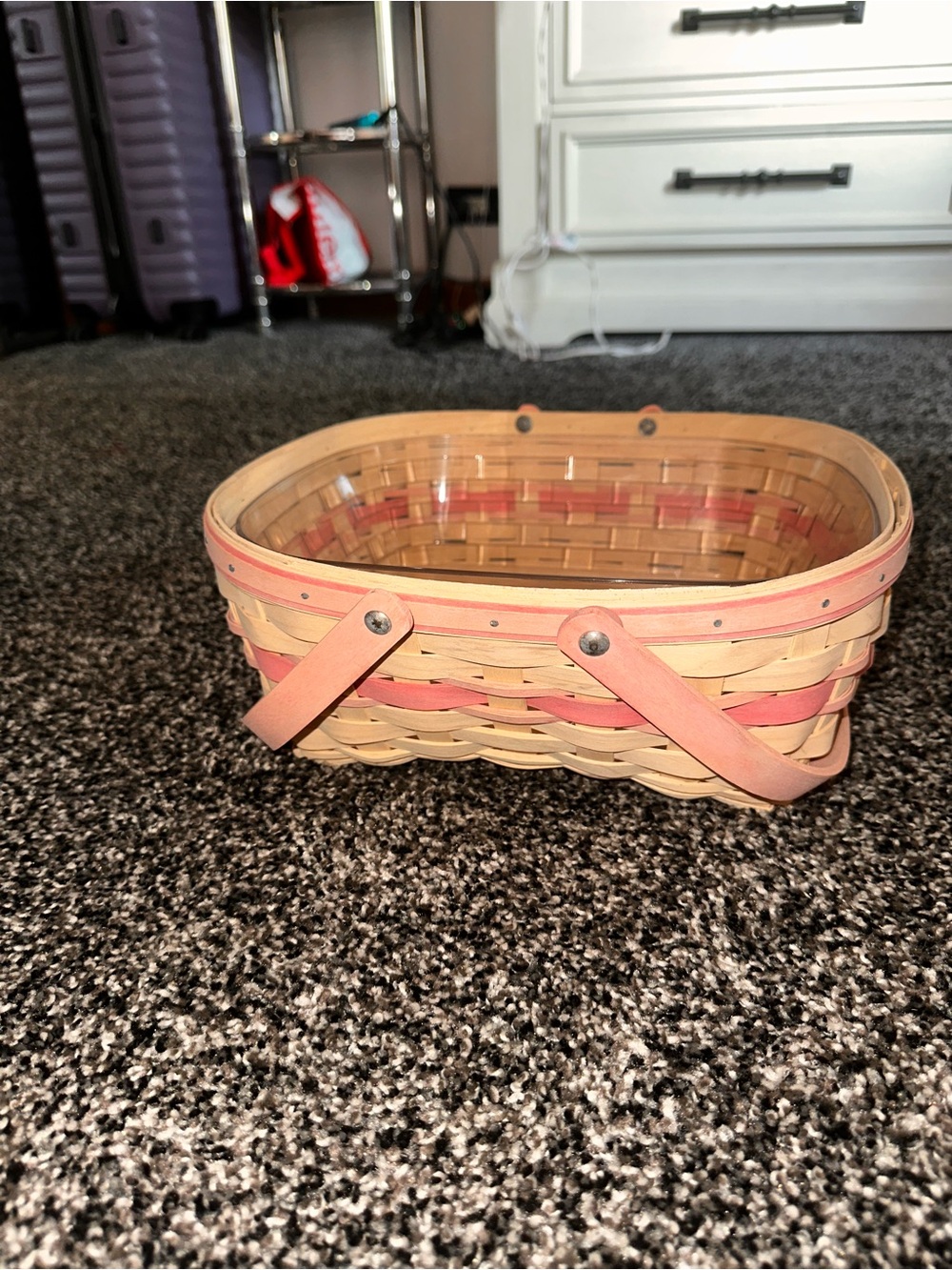 longaberger horizon of hope white and pink basket